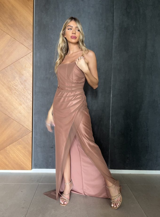 שמלת ערב אדל חום