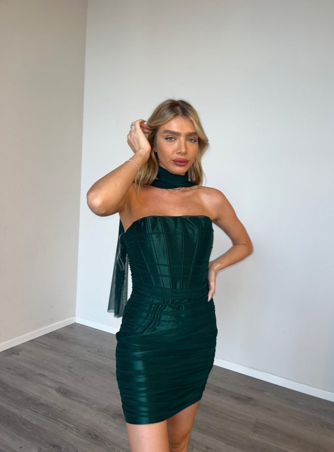 שמלת ערב טיה ירוק בקבוק