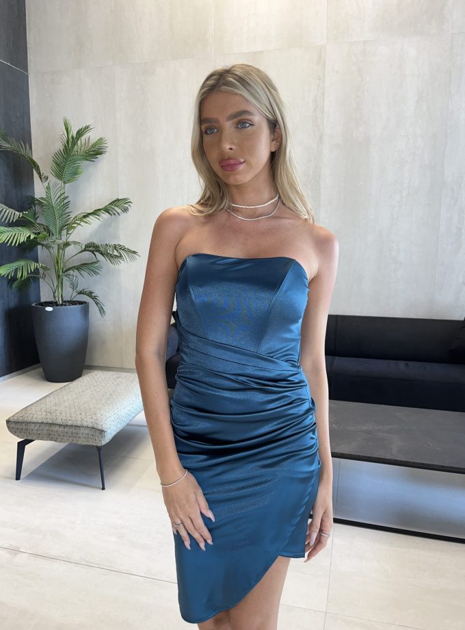 שמלת ערב מוניק ירוק בקבוק