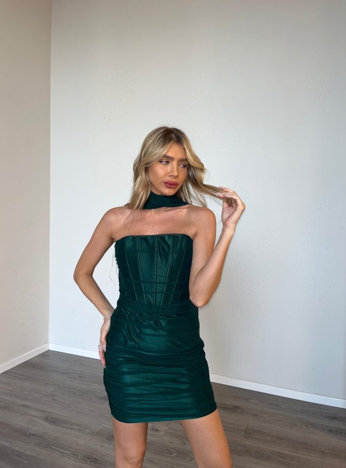 שמלת ערב טיה ירוק בקבוק