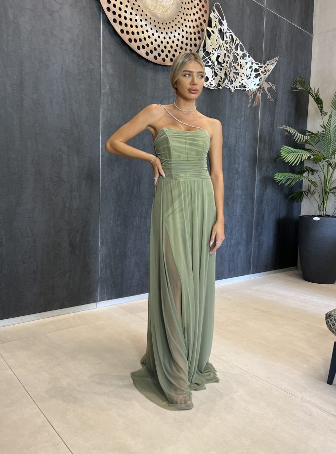 שמלת ערב סידני ירוק זית