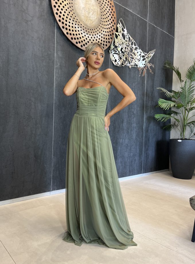 שמלת ערב סידני ירוק זית