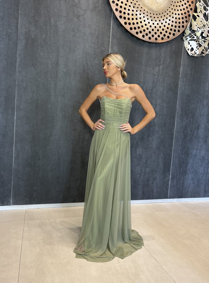 שמלת ערב סידני ירוק זית