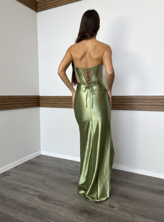 שמלת ערב יסמין ירוק זית