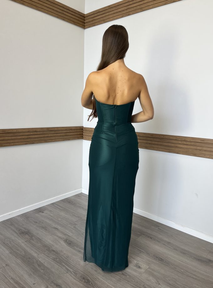 שמלת ערב אינס ירוק בקבוק