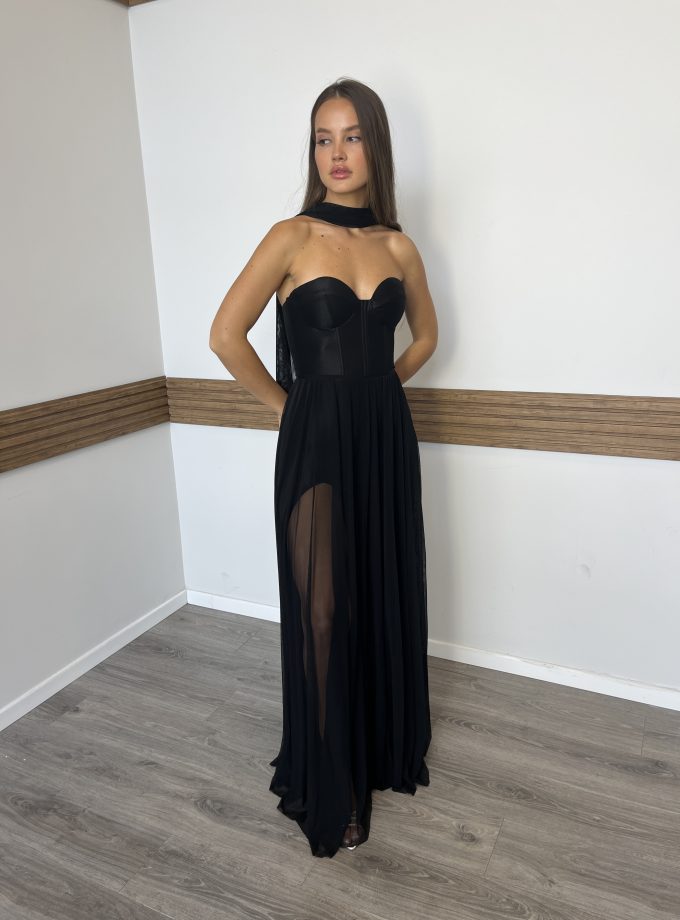 שמלת גלוס שחור