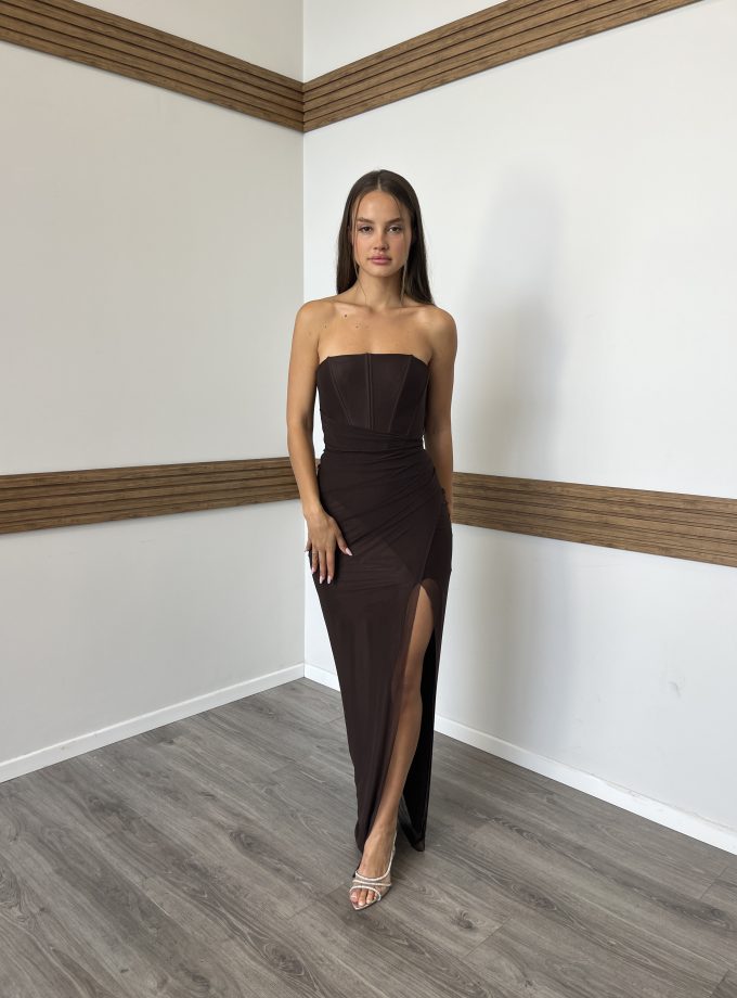 שמלת ערב אינס חום