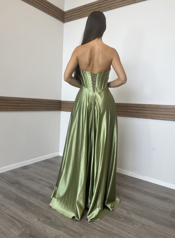 שמלת ברטה ירוק זית