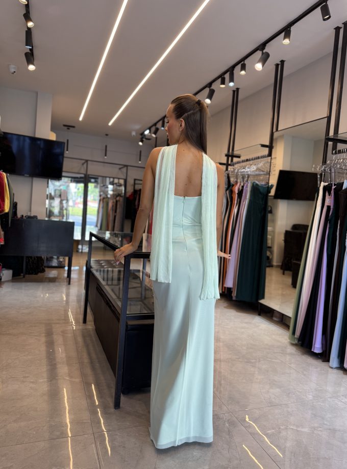 שמלת ערב מוריאל ירוק פיסטוק