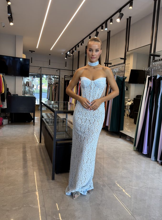 שמלת וגאס מקסי תכלת