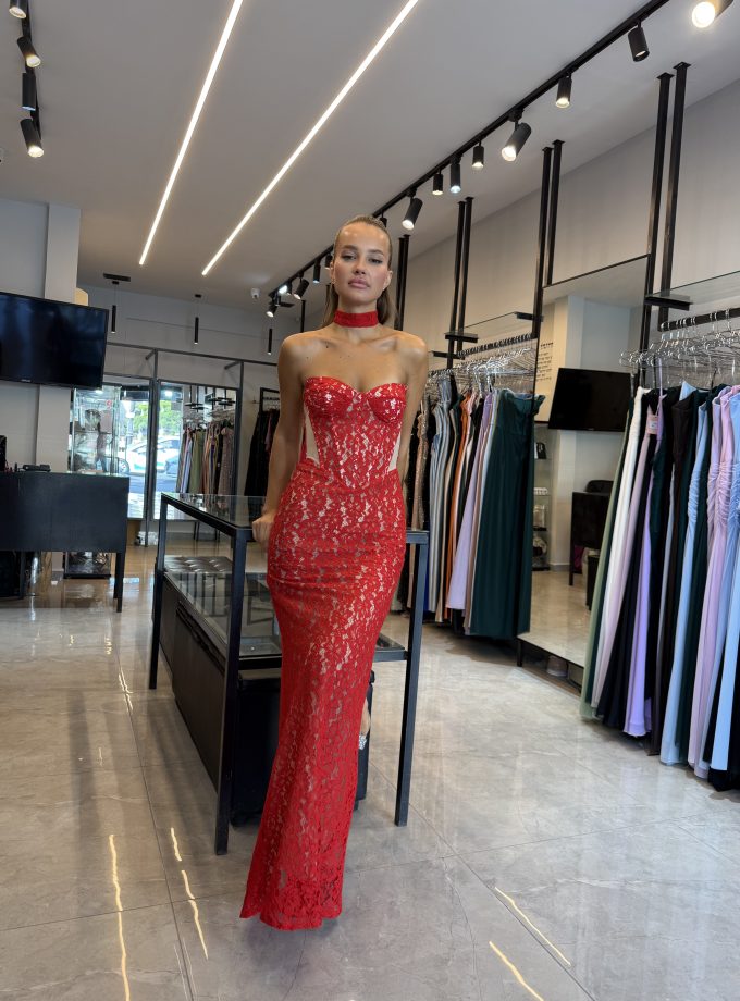 שמלת וגאס מקסי אדום