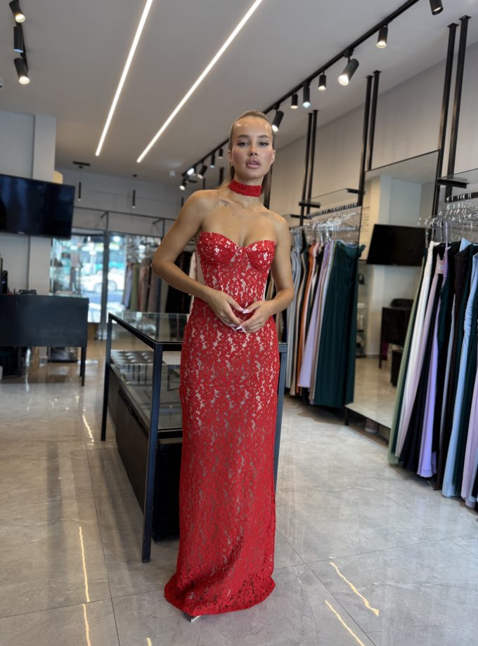 שמלת וגאס מקסי אדום