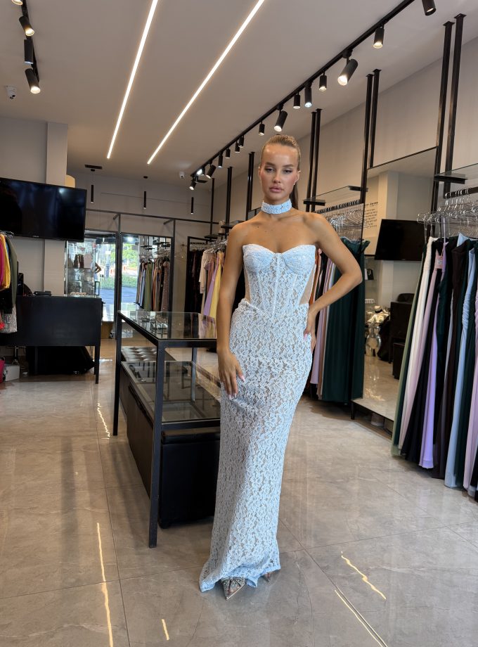 שמלת וגאס מקסי תכלת