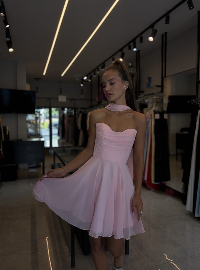 שמלת ערב אפריל מיני ורוד