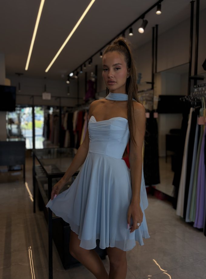 שמלת ערב אפריל מיני תכלת