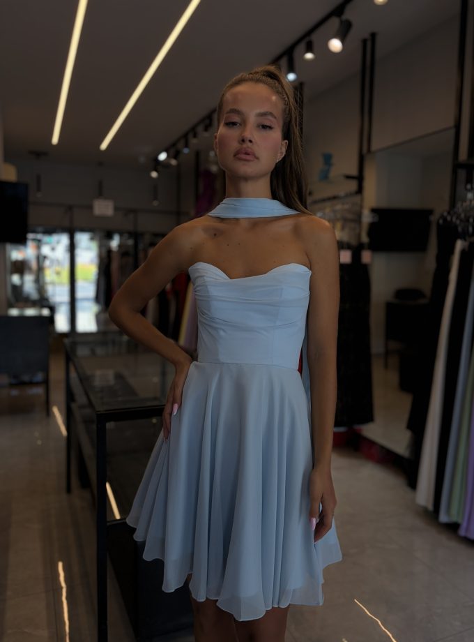 שמלת ערב אפריל מיני תכלת