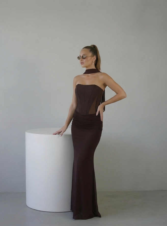 שמלת ערב לארה חום