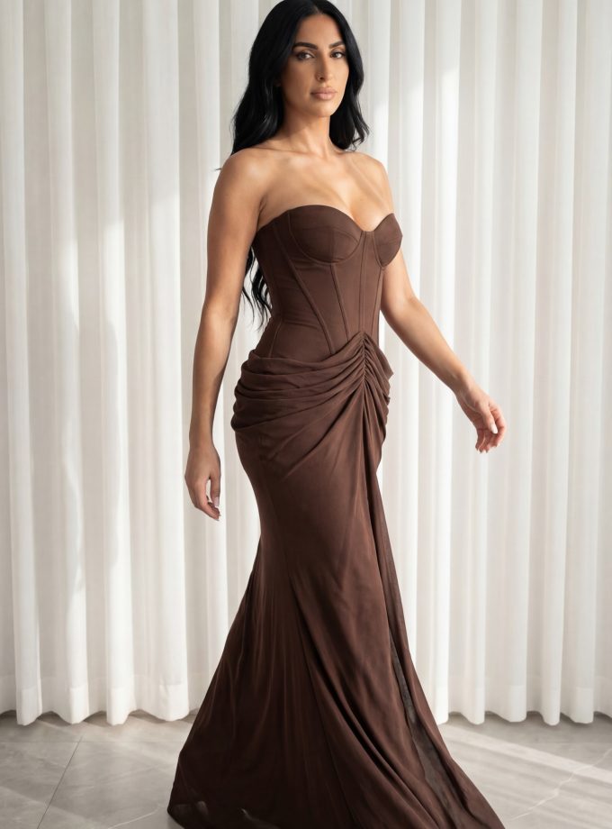 שמלת טריו חום